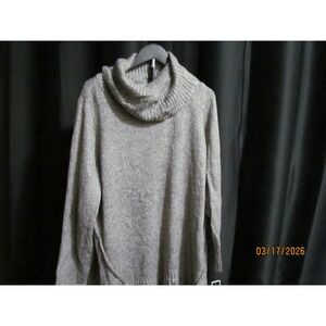 Cowl‎ Neck Marled Knit Tunic Sweater Grey Long Sleeve Pullover Womens